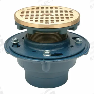 ZURN Floor Drain: 8 3/8 in Overall Dia, 5 3/16 in Grate Size, 4 in Nominal Pipe Size - General Purpose Floor Drains