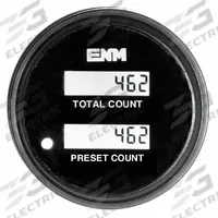 ENM Electronic Counter: Digital Counters, Front Panel Mounting, 75 Hz Count Speed - Max, LCD, Relay (MPN PC1210G0). Key specifications — Features: Solid State Electronics; Mounting Style: Panel; Output Rating: 0.2A @ 40V DC; NEMA Enclosure Rating: 4X; Brand: ENM; Manufacturer Part Number: PC1210G0.