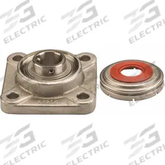 NTN 4 Bolt Flange Bearing: Radial Ball, 2 in Bore, SS, Set Screws, 6 3/8 in Lg, 2 19/64 in Wd (MPN SUCF211-32C0FG1). Key specifications — Bore Type: Cylindrical; Brand: NTN; Lubricant Material: FDA/USDA-H1 Solid Grease; Mounting Bolt Size: 5/8 in; System of Measurement: Inch; Included Bearing Cap: Open Cap.