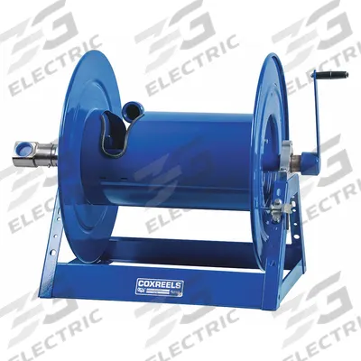 COXREELS Hand Crank Hose Reel: 50 ft (1 1/2 in I.D.), 24 in L x 26 7/8 in W x 26 in H - Standard Multipurpose Hand-Crank Hose Reels with Gooseneck
