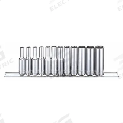 WESTWARD Socket Set: 1/4 in Drive, 12 Piece, 6-Point, Metric - SAE & Metric Socket Sets