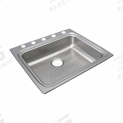 ELKAY Sink: 25 in Overall Lg, 22 in Overall Wd, 5 1/8 in Bowl Dp, 21 in Bowl Lg - One-Bowl Counter-Mounted Kitchen & Bar Sinks without Faucets