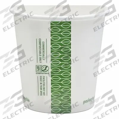 NOVOLEX Hot Cup: 4 oz Capacity, Green/White, Unwrapped - Paper Hot Cups