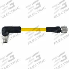 Cordset: M12 Male Right Angle X M12 Female Right Angle, 4 Pins, Yellow, TPE, 3 m Cable Lg (MPN 7700-P4171-U0C0300). Key specifications — Cable Jacket Color: Yellow; End 1 Gender: Male; End 1 Mounting Orientation: Right Angle; End 2 Gender: Female; End 2 Mounting Orientation: Right Angle; End 2 Connection Type: M12; IP Rating: IP67; Brand: MURRELEKTRONIK.