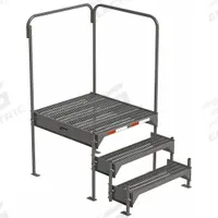 EGA Work Platform: 2.3 ft Platform Ht - Max, 34.6 in x 38.3 in, Steel, 500 lb Load Capacity (MPN CW4-27-3-3). Key specifications — Folding: Not Foldable; Mobility: Stationary; Use Location: Indoor; Brand: EGA; Color: Gray; Exit Direction: Right; Height Adjustability: Adjustable Height; Includes Handrails: Handrails Included.