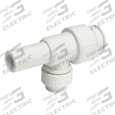 JOHN GUEST Push-Fit Tee Fitting: 3/4 in OD x 3/4 in OD x 1/2 in OD Size, Plastic - Polysulfone Push-to-Connect Tube Fittings