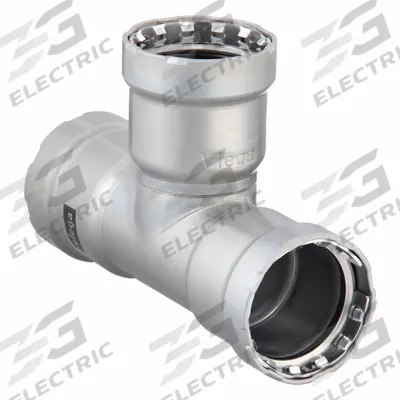 VIEGA MEGAPRESS Crimp Tee Fitting: 2 in Pipe x 2 in Pipe x 2 in Pipe Size, Steel - Steel Press Pipe Fittings