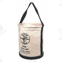 KLEIN TOOLS Bucket Bag: 12 in W x 15 in H, Off-White, Canvas, 0 Pockets, Open Top (MPN 5109). Key specifications — attr1118525: KLEIN TOOLS; attr1118517: High-Density Polyethylene Top Ring; attr1125037: Off-White; attr1125041: Canvas; attr1203718: Yes.