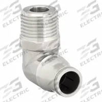 LEGRIS Push-Fit Elbow Fitting: 6 mm OD Size, BSPT x Push-to-Connect, Stainless Steel, Silver (MPN 3889 06 13). Key specifications — Brand: LEGRIS; Thread Size A: 1/4".