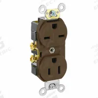 LEVITON Receptacle: Duplex, 5-15/6-15, Brown, 125/250V AC, 15 A, 2 Pole / 3 Wire (MPN 5031)