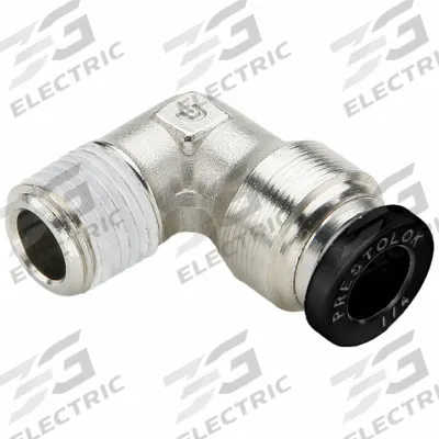 PARKER Push-Fit Elbow Fitting: 5/32 in OD x 1/4 in Pipe Size, Push-to-Connect x MNPTF - Nickel-Plated Brass Tube Fittings
