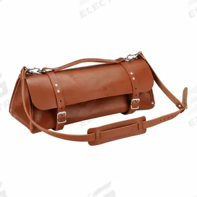 KLEIN TOOLS Tool Bag: 20 in W x 20 in D x 8 in H, Brown, Leather, 0 Pockets - Leather Wide-Mouth Tool Bags