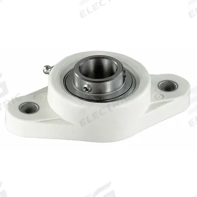 NTN 2 Bolt Flange Bearing: Radial Ball, 1 7/16 in Bore, Polymer, Set Screws - Food-Grade Flange-Mount Ball Bearings
