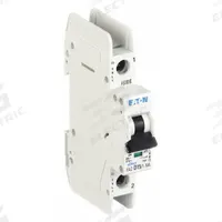EATON IEC Miniature Circuit Breaker: 15 A Amps, 48V DC, 14kA at 277/480V AC, Screw Clamp, FAZ-NA (MPN FAZ-D15/1-NA-SP). Key specifications — Brand: EATON; DC Voltage Rating: 48V DC; Max. AIR Rating: 14kA at 277/480V AC; Terminal Connection: Screw Clamp; AC Voltage Rating: 277/480V AC.