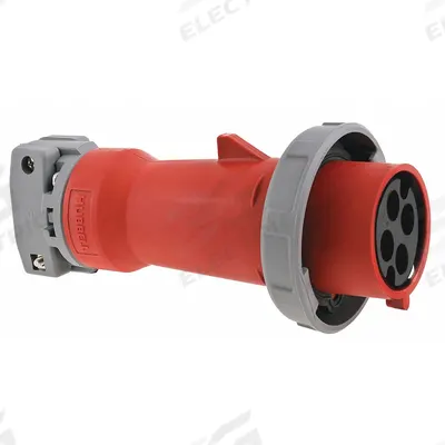 HUBBELL Pin and Sleeve Plug: Red, 250V DC/600V AC, Three Phase, 30 A, 3 Pole, 4 Wire - Reverse Service Watertight Plugs