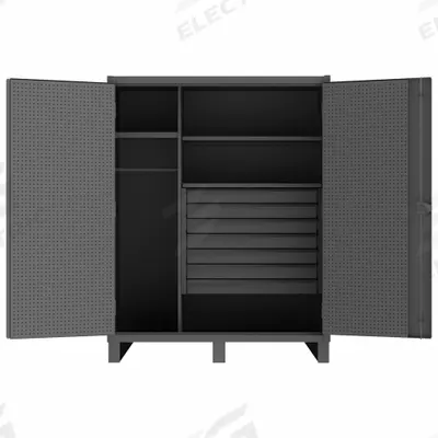 DURHAM MFG Storage Cabinet: 60 in x 24 in x 78 in, 3 Shelves, 7 Drawers - Industrial Combination Cabinets with Drawers