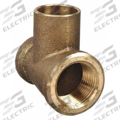 NIBCO Sweat Fitting Tee: 3/4 in Pipe x 1/2 in Pipe x 1/2 in CTS, FNPT x FNPT x Cup - Low-Lead Cast Copper & Bronze Tube Fittings