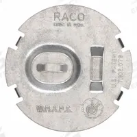 RACO Electrical Box Cover: Open, For Round Box Shape, Steel, 2 3/4 in Overall Dia (MPN 700F). Key specifications — Brand: RACO; For Box Shape: Round; Material: Steel; Cover Design: Open.