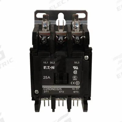 EATON Definite Purpose Magnetic Contactor: 3 Poles, 208-240V AC, 25 A - Non-Reversing Definite Purpose Contactors