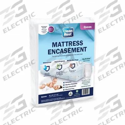 CLEANREST Mattress/Box Spring Protector: Queen, 80 in Overall Lg, 60 in Overall Wd - Mattress Encasements
