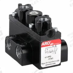 ARO Pilot Air Control Valve: Alpha Series, Four-Way / Two-Position, 5 Ports, 1/4 in Female NPT Pilot (MPN A212PD). Key specifications — attr1086823: A212PD; attr1086857: Pilot Return; attr1086869: Spool; attr1086865: Normally Open.