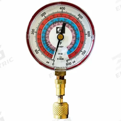 JB INDUSTRIES Test Gauge: Test Gauge, 0 psi to 800 psi, Non-Liquid Filled, 3 1/8 in Dia - Analog Low Side Compound Pressure Gauges
