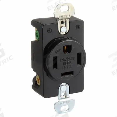 HUBBELL Receptacle: Single, 14-20, Black, 125/250V AC, 20 A, 3 Pole / 4 Wire (MPN HBL8410) - General Purpose Receptacles