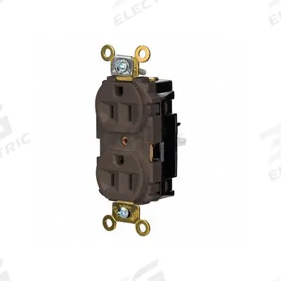 HUBBELL Receptacle: Duplex, 5-15, Brown, 125V AC, 15 A, 2 Pole / 3 Wire (MPN HBL5262ST) - General Purpose Receptacles