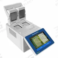 BENCHMARK SCIENTIFIC Thermal Cycler: 100°C Max Temp Setting, 96 PCR Strip Capacity, 120 to 240V (MPN T3-0248G). Key specifications — Interior Material: Aluminum; Programmable: Yes; Temperature Uniformity: +/-0.2°C @ 90°C; Voltage: 120 to 240V; Brand: BENCHMARK SCIENTIFIC; Product Type: Dual Block Thermal Cycler; Display Type: Digital.
