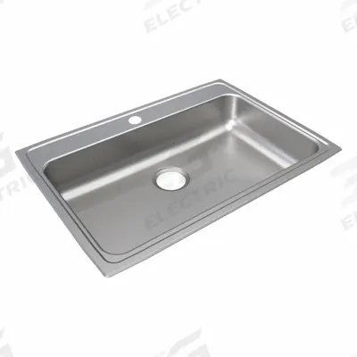JUST MANUFACTURING Bowl Drop-In Sink: 31 in Overall Lg, 22 in Overall Wd, 5 1/2 in Bowl Dp - One-Bowl Counter-Mounted Kitchen & Bar Sinks without Faucets