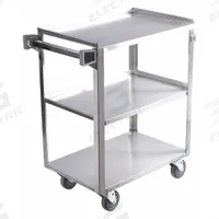 APPROVED VENDOR Utility Cart: 500 lb, 28 in L x 18 in W Shelf, 3 Shelves, Silver, Ergonomic (MPN 60EF14). Key specifications — Caster/Wheel Configuration: (4) Swivel; Brand: APPROVED VENDOR; Caster Wheel/Tread Material: Polyurethane.