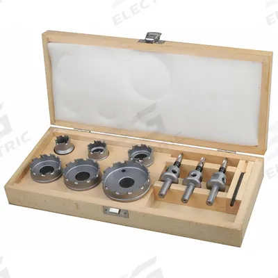 WESTWARD Hole Cutter Kit: 10 Pieces, 3/16 in Max. Cutting Dp, Carbide Tipped - Metal-Cutting Hole Cutter Kits