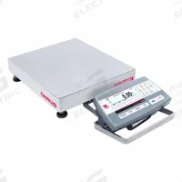 OHAUS Industrial Bench Scale: 12 in x 12 in, Not IP Rated, Front-Mounted, Stainless Steel (MPN D52P50RQR5). Key specifications — attr1341383: RS-485; attr1341384: 0.005 lb/2 g; attr1341400: OHAUS; attr1383935: Stainless Steel.
