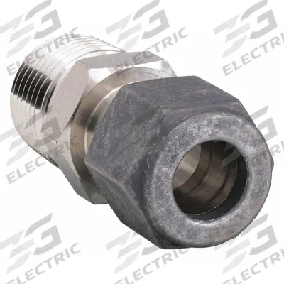 PARKER Compression Fitting Adapter: 1/4 in OD x 1/4 in Pipe Fitting Size - Single-Ferrule Stainless Steel Fittings