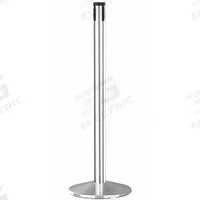 RETRACTA-BELT Belt Barrier Receiver Post: Round Sloped, 40 in Post Ht, Silver, Stainless Steel (MPN 300PC-RCV). Key specifications — Brand: RETRACTA-BELT; Post Color: Silver; Post Material: Stainless Steel; Base Material: Stainless Steel; Base Shape: Sloped.
