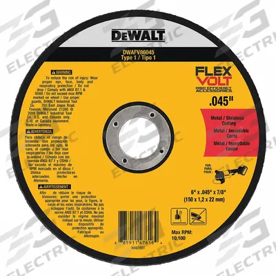 DEWALT Abrasive Cut-Off Wheel: Type 1, 6" x 0.045" x 7/8", Ceramic, 24 Grit - Cool-Cutting Cut-Off Wheels for Carbon & Stainless Steel