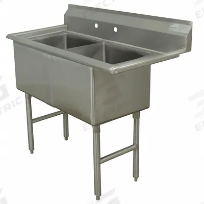 ADVANCE TABCO Scullery Sink: 2 Bowls, 43 in Overall Ht, 53 in Overall Lg - Two-Bowl Freestanding Kitchen & Bar Sinks without Faucets