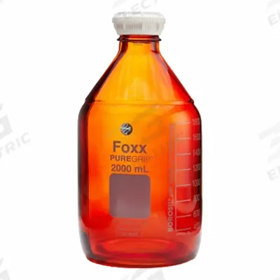 APPROVED VENDOR Narrow Mouth Round Glass Bottles - Safety Coated: 2 L, GL45, Amber - Safety Coated Wide Mouth Round Glass Lab Bottles