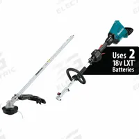MAKITA Battery-Powered String Trimmer Kit: 17 in Cutting Wd, Straight Shaft, 71 1/2 in Shaft Lg (MPN XUX01M5PT). Key specifications — attr975803: 71-1/2 in; attr975783: MAKITA; attr975787: 17 in; attr975804: Straight; attr975780: 5.0 Ah; attr987328: Yes.