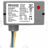 RIB Enclosed Pre-Wired Relay: 10 A Rating, DPDT, 0.50 in NPT (MPN RIB2402D). Key specifications — Nipple Size: 0.50 in NPT; Brand: RIB.