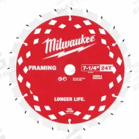 MILWAUKEE Circular Saw Blade: 7 1/4 in Blade Dia., 24 Teeth, 0.06 in Cut Wd, Framing, Carbide, 25 PK (MPN 48-40-1720). Key specifications — attr1116119: MILWAUKEE; attr1145631: Plywood.