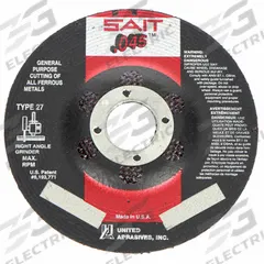 SAIT Depressed Center Cut-Off Wheel: Type 27, 5" x 0.045" x 7/8", Aluminum Oxide, 60 Grit, A60S (MPN 22071). Key specifications — Series: A60S; Brand: UNITED ABRASIVES-SAIT.