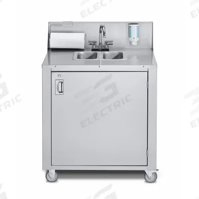 CROWN VERITY Portable Hand Sink: Water Heater Included, Single Foot Pedal - Two-Bowl Portable Hand Sinks with Faucets