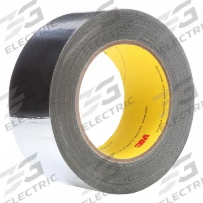 3M Foil Tape: 1 in Wd, 36 yd Lg, 7.3 mil Thick, Silicone, Indoor/Outdoor - Reinforced Foil Tape