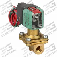 REDHAT Solenoid Valve: 2-Way, Normally Open, 3/8 in Pipe Size, 24 to 120V AC/DC, Watertight (MPN 8210P033LF 24-120). Key specifications — attr985516: 3/8 in; attr985521: 24 to 120V AC/DC; attr985484: REDHAT; attr985485: Watertight.