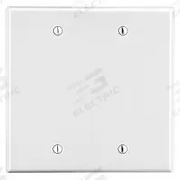 HUBBELL Wall Plate: Blank, 2 Gang, White, Std Size (MPN P23W). Key specifications — Brand: HUBBELL; Material: Polycarbonate.