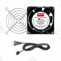 DAYTON Axial Fan: 16 cfm_20 cfm Airflow @ 0.000 in SP, 3 1/8 in Ht, 1 in Dp, Terminals, IP20 (MPN 786EU6). Key specifications — Blade Material: Polycarbonate; Includes: Cord Set with NEMA 1-15 Plug; Brand: DAYTON.