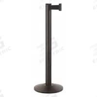 LAVI Barrier Post with Belt: Black, No Pattern, No Legend, 10 ft Belt Lg, Black, 10 ft x 2 in (MPN 50-3000A/SB/BK). Key specifications — Base Material: Steel; Belt Color: Black; Brand: LAVI; Post Material: Aluminum; Post Color: Black; Message: No Legend.