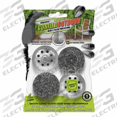 GORILLAOUTDOOR Furniture Glides: Felt, Round, Gray, 1 3/8 in Overall Dia - Felt Pads