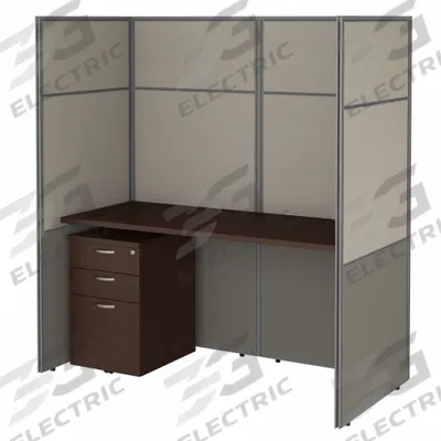 BUSH BUSINESS FURNITURE Modular Cubicle Workstation: 66 in Overall Ht, 61 in Overall Wd - Office Cubicles with Privacy Panels